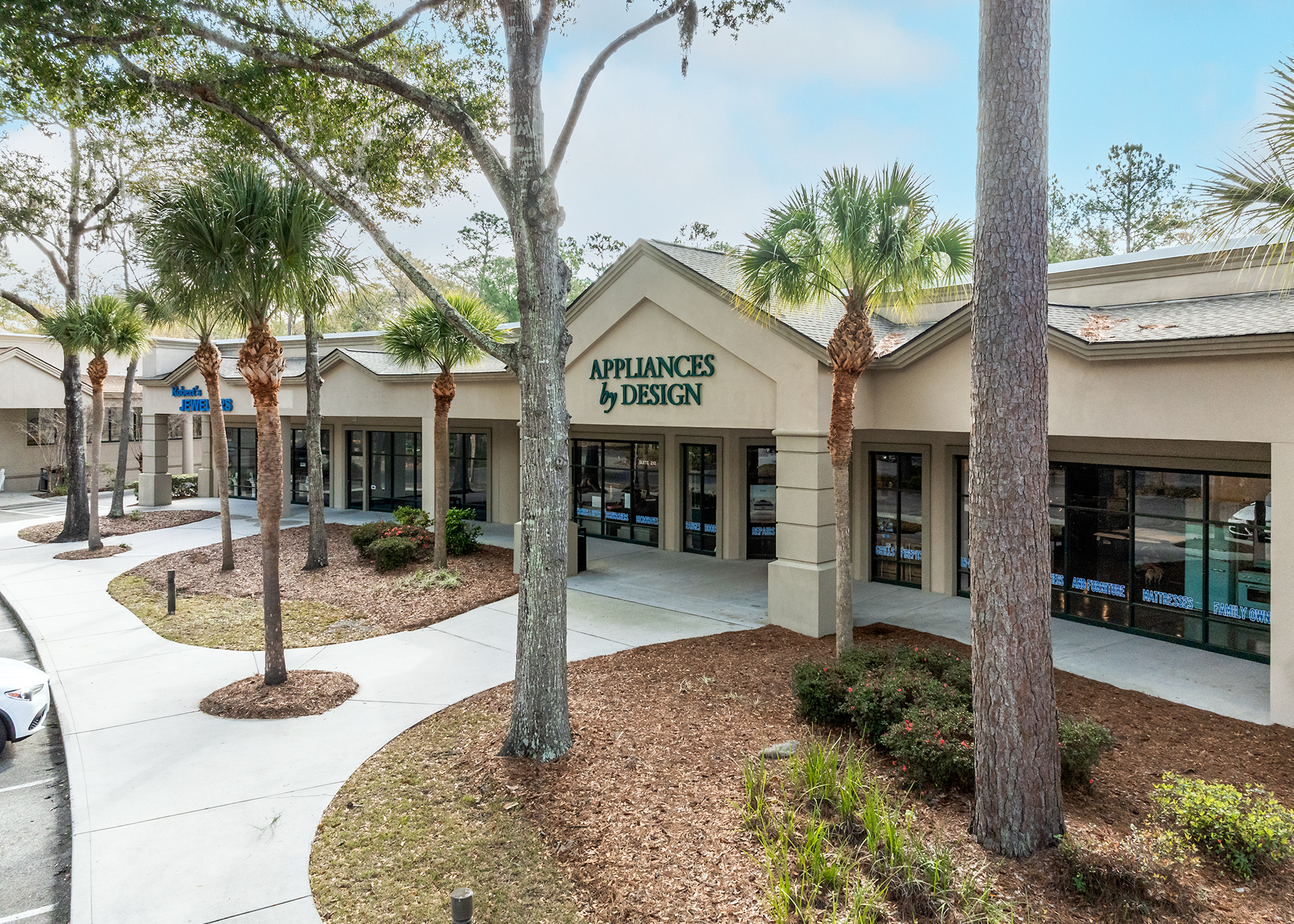 Angled Front View of all 3 units of the Shopping Center 